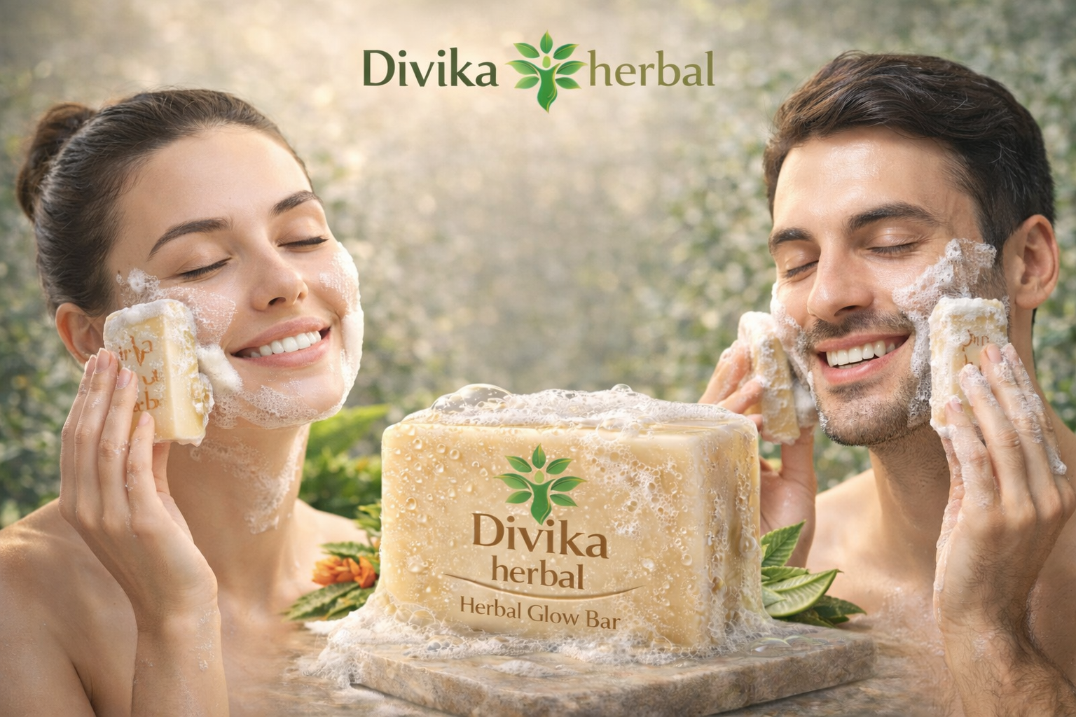 Divika Herbal Glow Bar texture - Natural ingredients visible